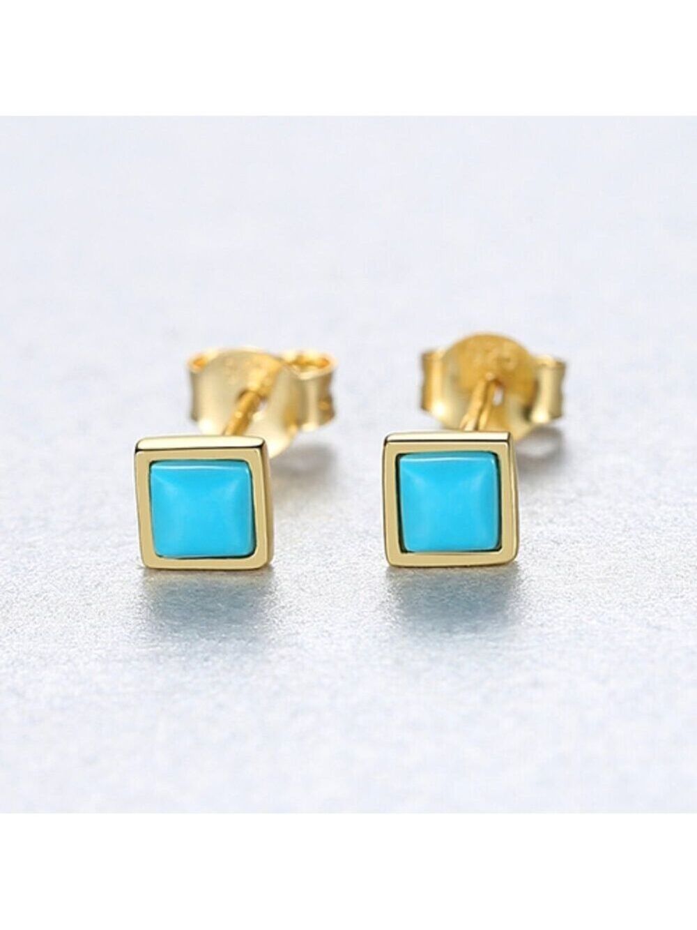 3mm Sterling Silver Square Opal Stud Earrings - Picture 2 of 6